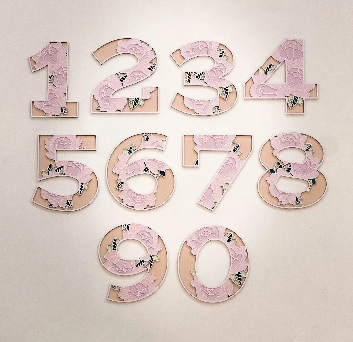 Letras y Números Personalizados Estilo Floral