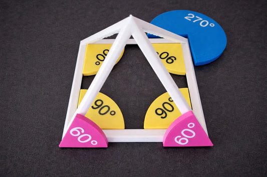 Kit de Ángulos impreso en 3D con piezas manipulativas para aprender geometría y comprender los diferentes tipos de ángulos.