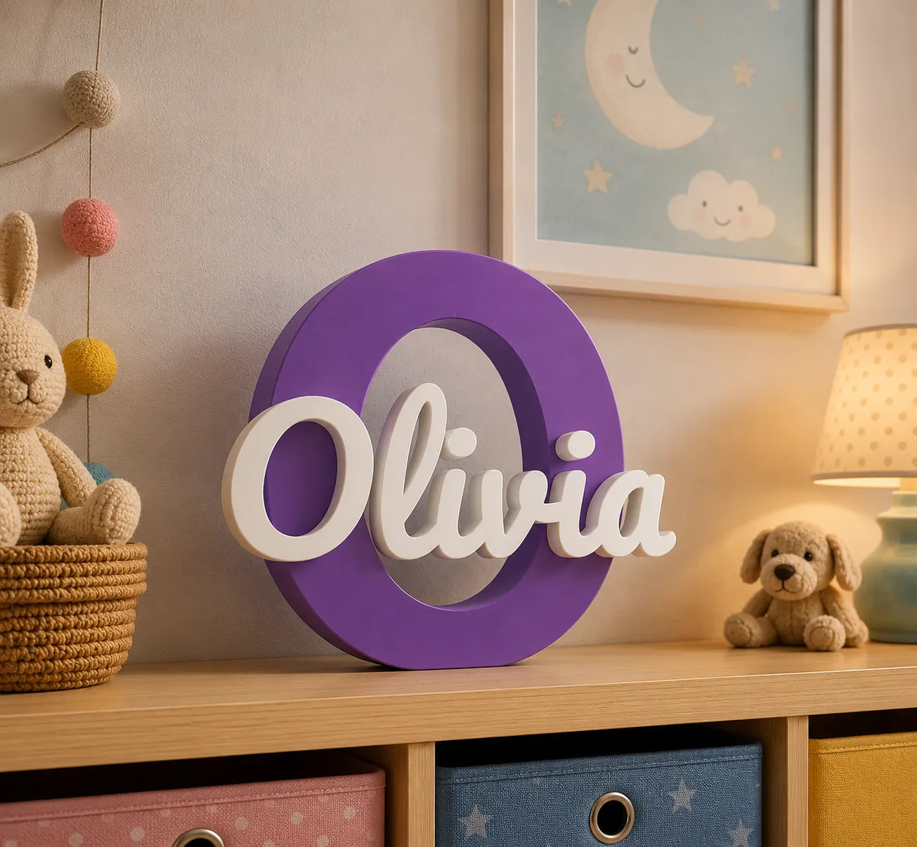 Inicial Decorativa con Nombre Personalizado impresa en 3D para habitaciones infantiles y decoración personalizada.