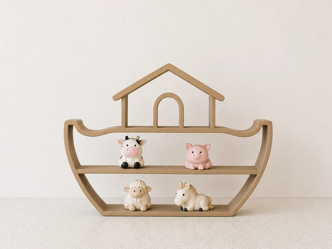 Estantería de Barco Infantil impresa en 3D para decorar habitaciones infantiles y exponer juguetes, libros o figuras.