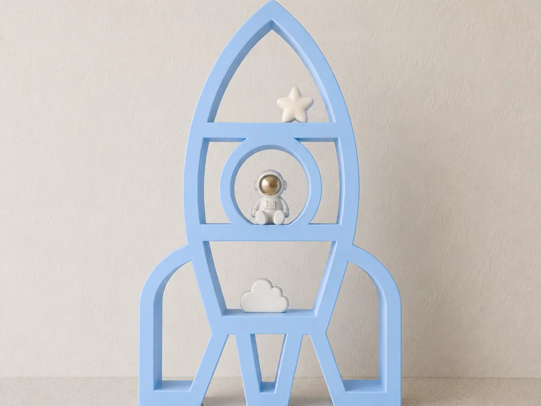Estantería de Cohete Infantil impresa en 3D para decorar habitaciones infantiles y exponer juguetes, libros o figuras.