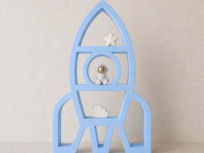 Estantería de Cohete Infantil impresa en 3D para decorar habitaciones infantiles y exponer juguetes, libros o figuras.
