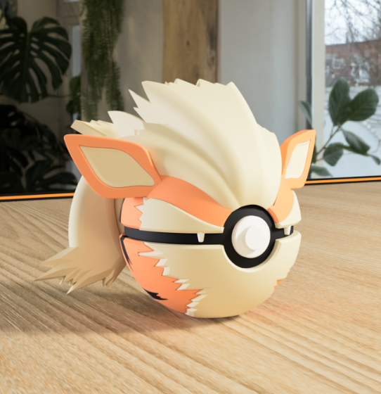 Poki-Bola #0059 Arcanine impresa en 3D para colección y exposición.