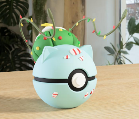 Poki-Bola #0001 Bulbasaur impresa en 3D para colección y exposición.
