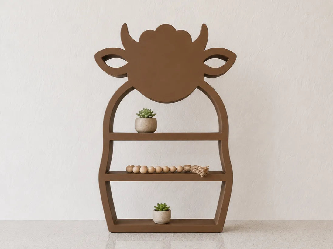 Estantería de Vaca Bonita Infantil impresa en 3D para decorar habitaciones infantiles y exponer juguetes, libros o figuras.