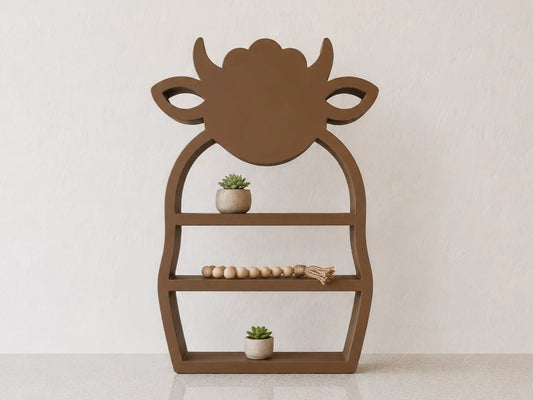 Estantería de Vaca Bonita Infantil impresa en 3D para decorar habitaciones infantiles y exponer juguetes, libros o figuras.