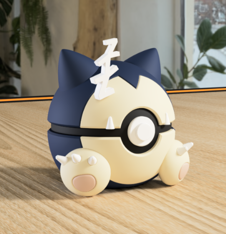 Poki-Bola #0143 Snorlax impresa en 3D para colección y exposición.
