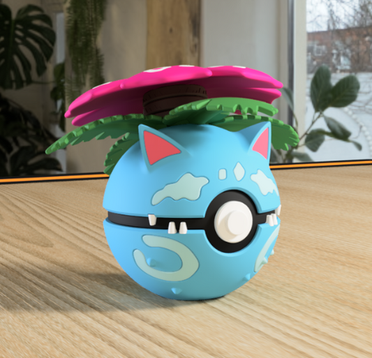 Poki-Bola #0003 Venusaur impresa en 3D para colección y exposición.