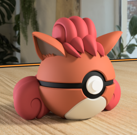 Poki-Bola #0037 Vulpix impresa en 3D para colección y exposición.
