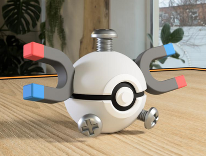 Poki-Bola #0081 Magnemite impresa en 3D para colección y exposición.
