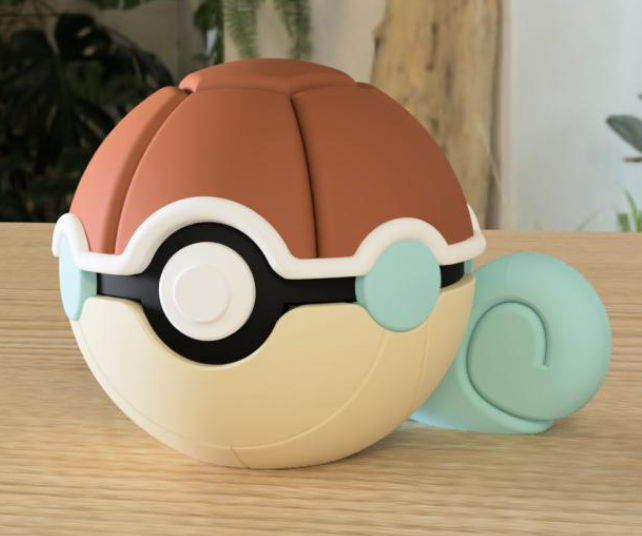 Poki-Bola #0007 Squirtle impresa en 3D para colección y exposición.