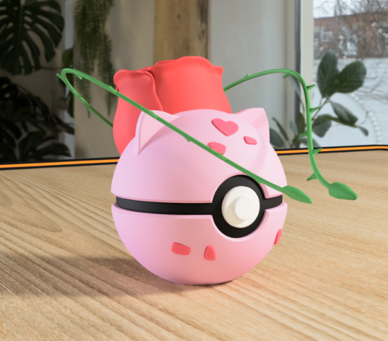 Poki-Bola #0001 Bulbasaur impresa en 3D para colección y exposición.
