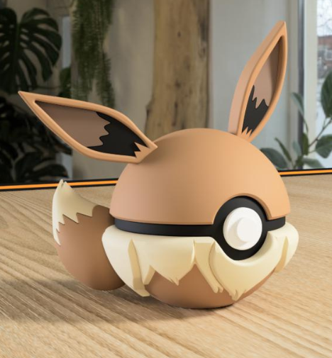 Poki-Bola #0133 Eevee impresa en 3D para colección y exposición.
