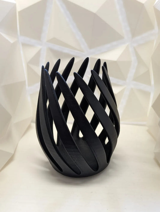 Portavelas Espiral LED impreso en 3D con diseño decorativo moderno para velas LED y ambientación del hogar.