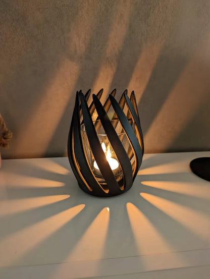Portavelas Espiral LED impreso en 3D con diseño decorativo moderno para velas LED y ambientación del hogar.