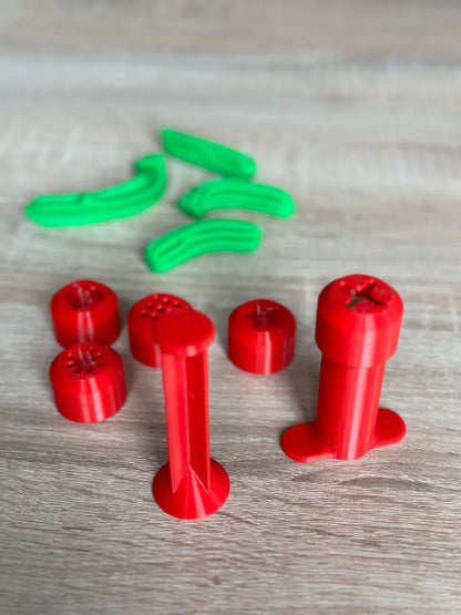 Kit de Moldes y Extrusor para Plastilina impreso en 3D para actividades creativas, aprendizaje y juego infantil.