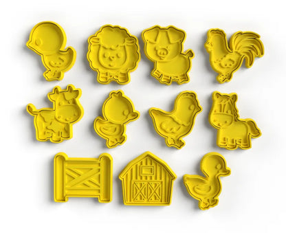 Set de Cortadores para Plastilina – Granja impreso en 3D para actividades creativas, aprendizaje y juego infantil.