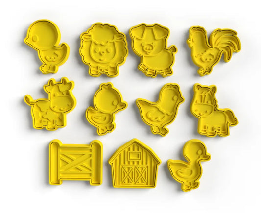 Set de Cortadores para Plastilina – Granja impreso en 3D para actividades creativas, aprendizaje y juego infantil.