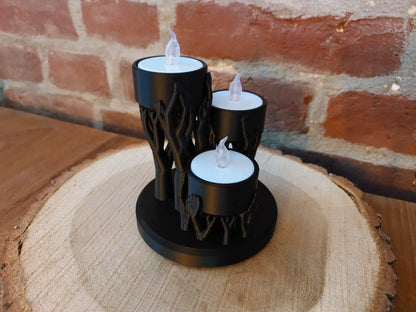 Candelabro de Ramas para Velas LED impreso en 3D con diseño inspirado en ramas de árbol para decorar el hogar.