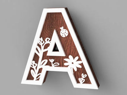 Letra Decorativa Personalizada Estilo Madera