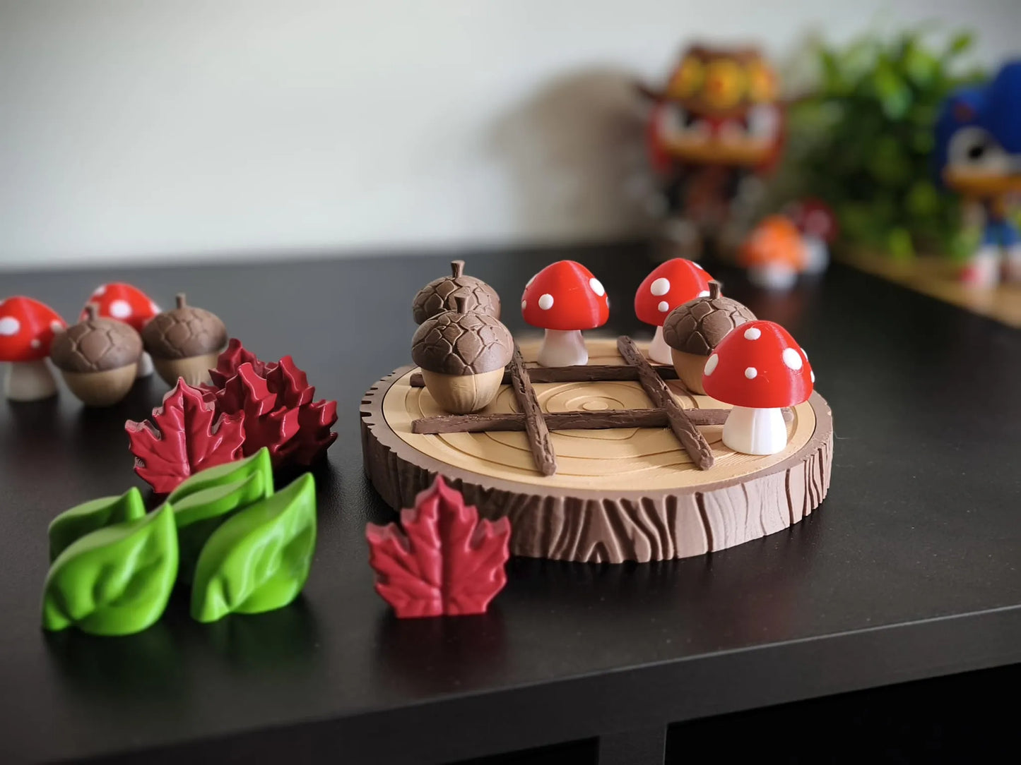 Tres en Raya del Bosque impreso en 3D con temática de animales del bosque para jugar en familia.