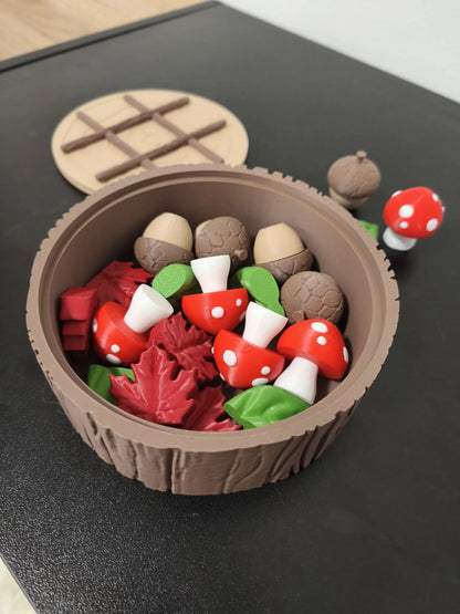Tres en Raya del Bosque impreso en 3D con temática de animales del bosque para jugar en familia.