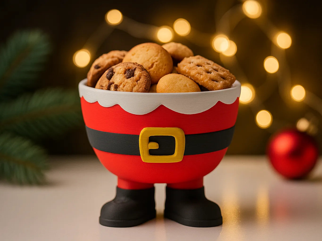 Cuenco Papá Noel Navidad impreso en 3D para decorar y guardar dulces o pequeños objetos durante las fiestas.
