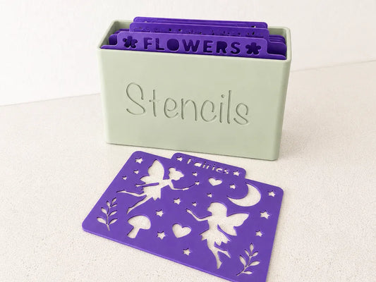 Caja de Almacenamiento de Plantillas impresa en 3D para guardar, organizar y proteger plantillas de dibujo de forma práctica.
