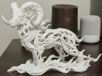 Figura de Carnero Aries estilo Voronoi con diseño geométrico decorativo