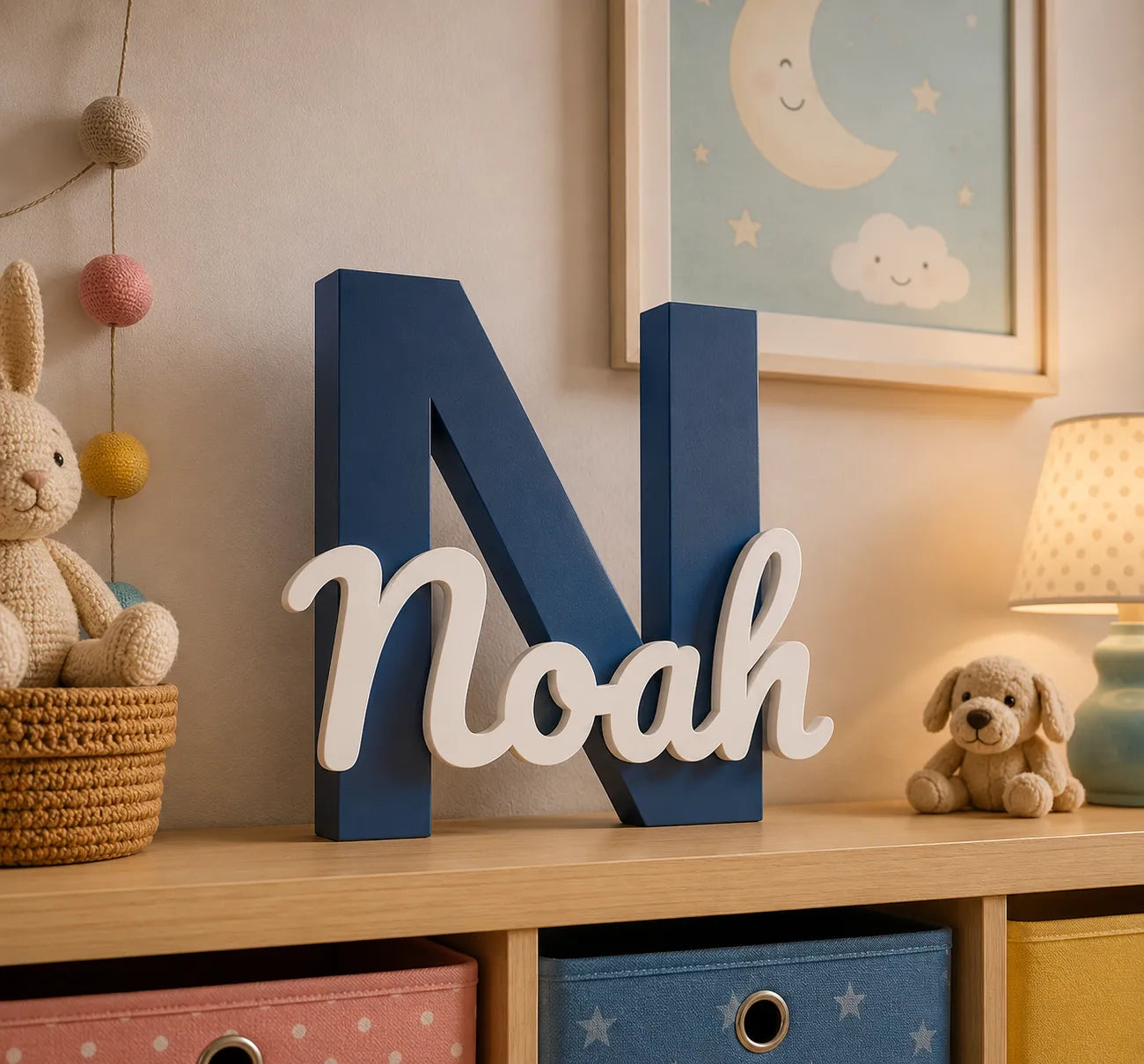 Inicial Decorativa con Nombre Personalizado impresa en 3D para habitaciones infantiles y decoración personalizada.