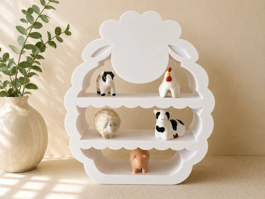 Estantería de Oveja Adorable Infantil impresa en 3D para decorar habitaciones infantiles y exponer juguetes, libros o figuras