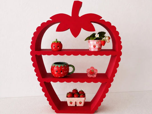 Estantería de Fresa Infantil impresa en 3D para decorar habitaciones infantiles y exponer juguetes, libros o figuras.