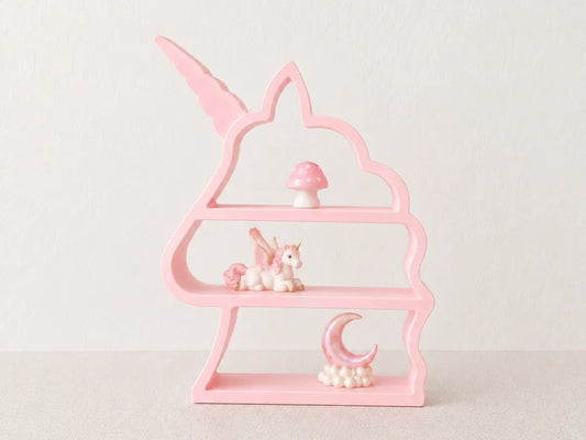 Estantería de Cabeza de Unicornio Infantil para decorar habitaciones infantiles y exponer juguetes, libros o figuras.