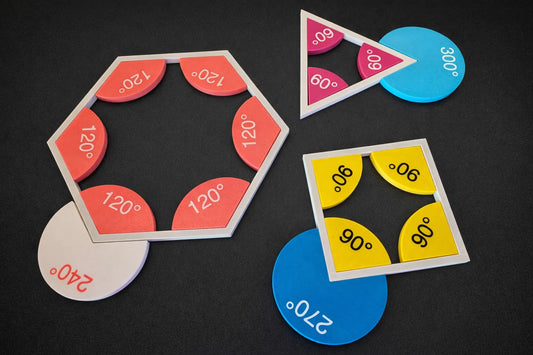 Kit de Ángulos impreso en 3D con piezas manipulativas para aprender geometría y comprender los diferentes tipos de ángulos.
