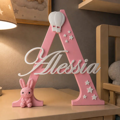 Letra y Nombre Personalizado con Oso o Conejo