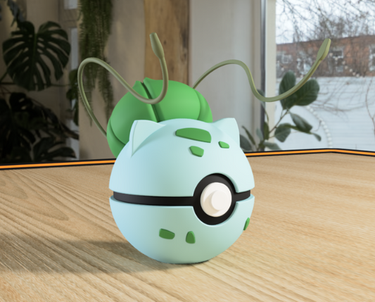 Poki-Bola #0001 Bulbasaur impresa en 3D para colección y exposición.