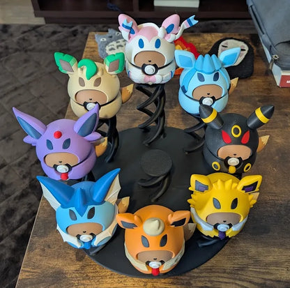 Poki-Expositor para 9 Poki-Bolas impreso en 3D para organizar y exhibir colecciones en vitrinas, escritorios o estanterías.