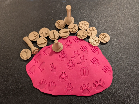 Set de Sellos de Huellas de Animales para Plastilina impreso en 3D para actividades creativas, aprendizaje y juego infantil.