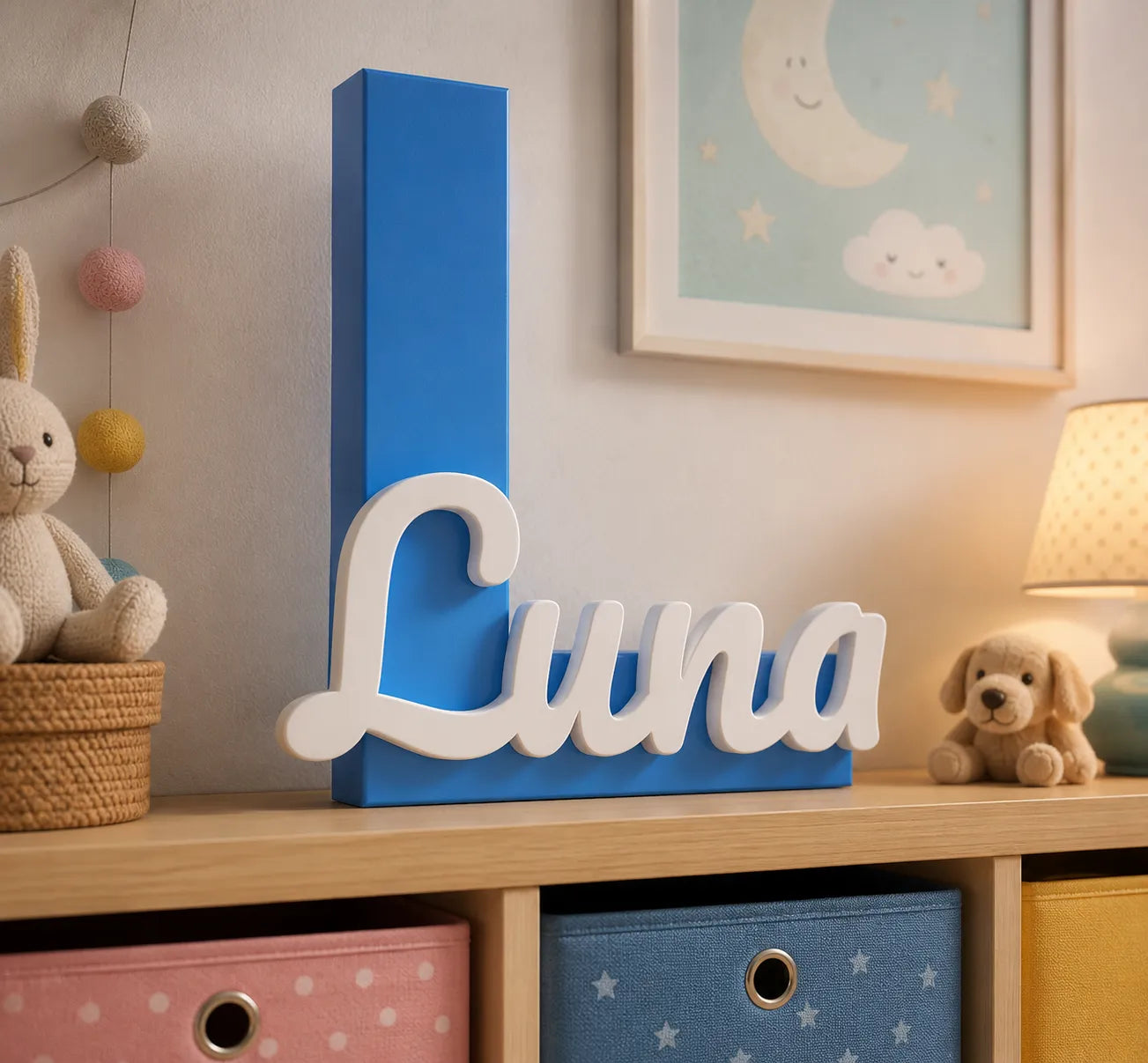 Inicial Decorativa con Nombre Personalizado impresa en 3D para habitaciones infantiles y decoración personalizada.