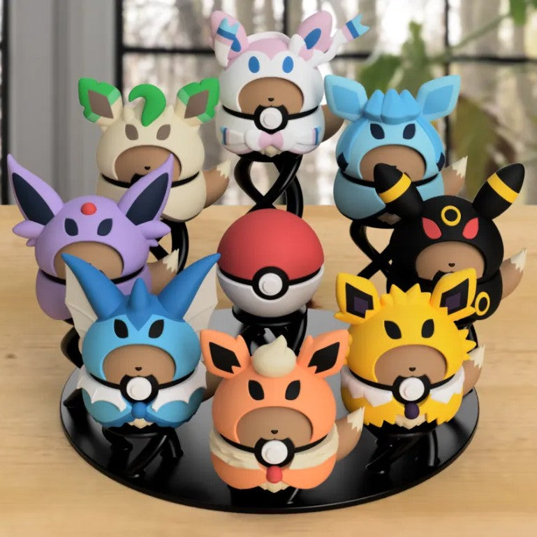 Poki-Expositor para 9 Poki-Bolas impreso en 3D para organizar y exhibir colecciones en vitrinas, escritorios o estanterías.