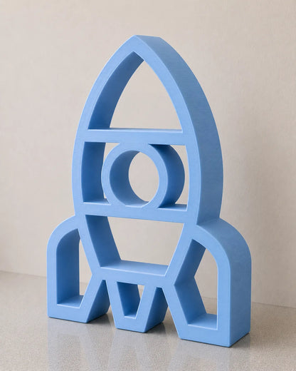 Estantería de Cohete Infantil impresa en 3D para decorar habitaciones infantiles y exponer juguetes, libros o figuras.