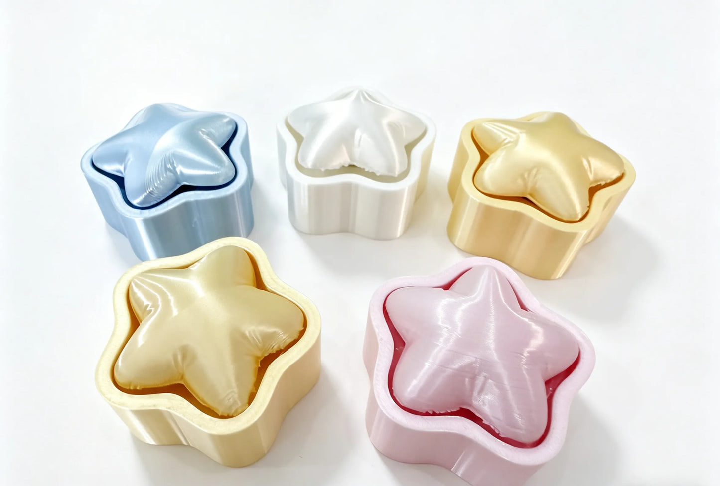 Clicker de Estrellas impreso en 3D con diseño antiestrés para escritorio, setup gaming, colección y uso diario.
